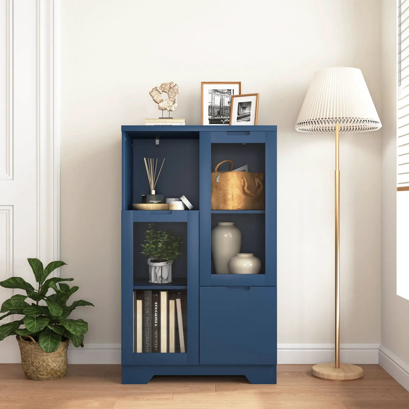 Modern Cabinet With Glass Doors And Drawer by Unique Piece Furniture