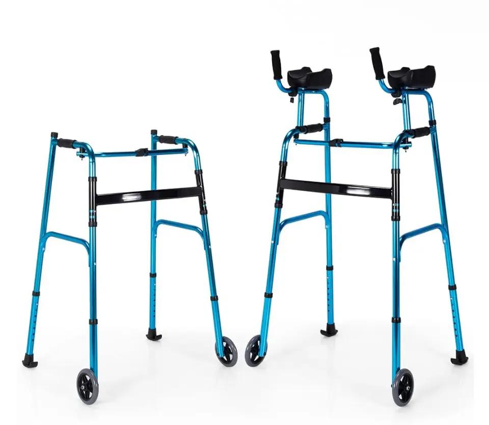 Pre-Assembled Foldable Platform Walker, Adjustable Walking Aid with 5" Wheels & Removable Padded Armrests, Folding Standard Walker for Senior, Elderly by Selzalot