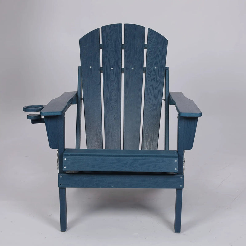Folding Adirondack Chair with Dual Cup Holder - Navy Blue by HouseOfZazla