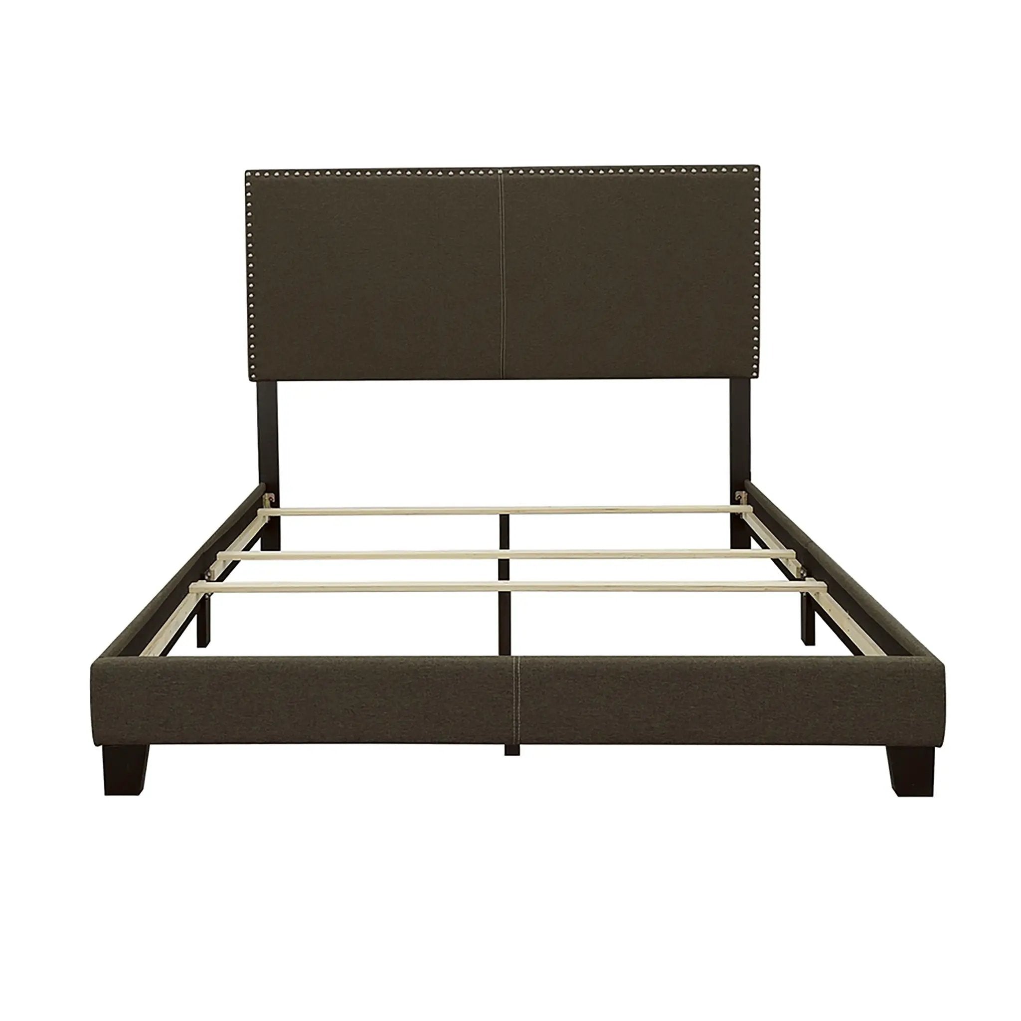 Queen Bed With Nailhead Trim - Charcoal by HouseOfZazla