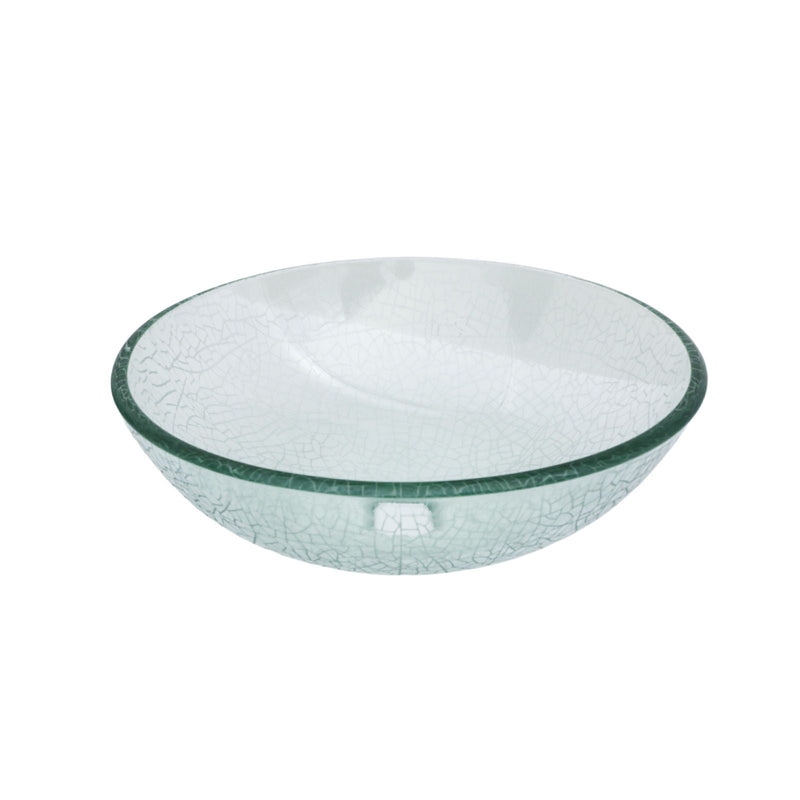 Crackle Vessel Sink, Round Bowl With Pop Up Drain - Clear by HouseOfZazla