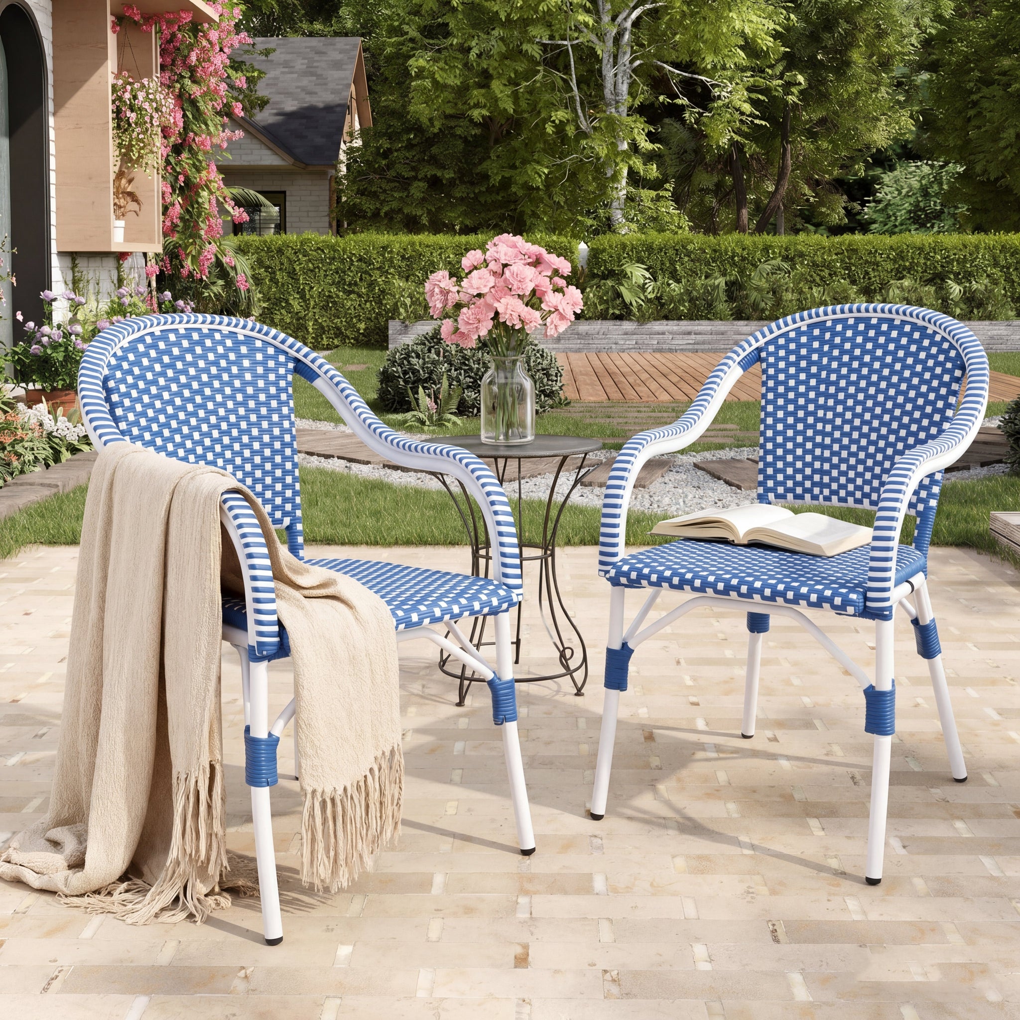 Outdoor Bistro Chairs with Aluminum Frame, Set of 2 by HouseOfZazla