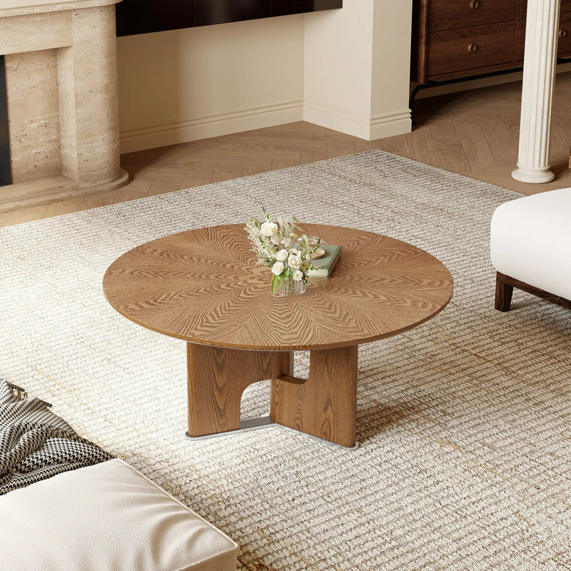 Rustic Ash Wood Veneer Coffee Table by HouseOfZazla