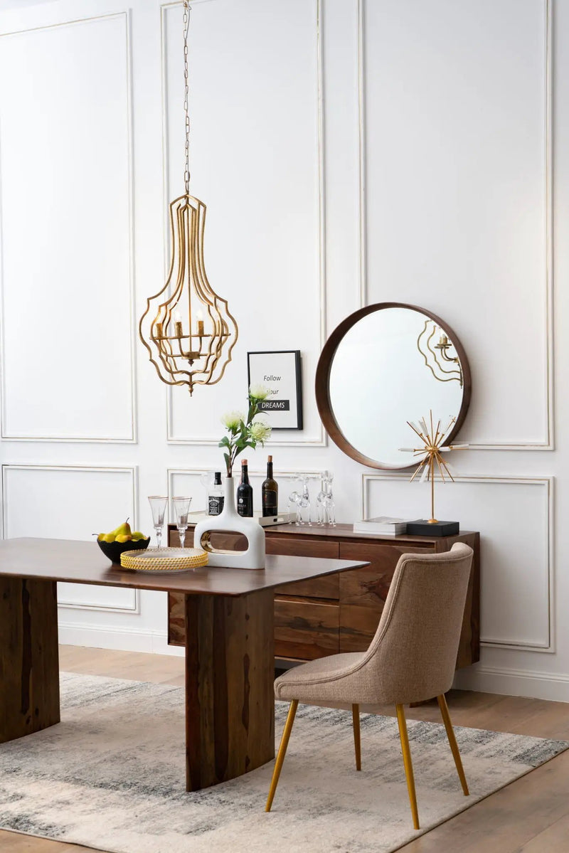 4 Light Chandelier, Hanging Light Fixture With Adjustable Chain For Kitchen, Bulb Not Included - Gold by Unique Piece Furniture