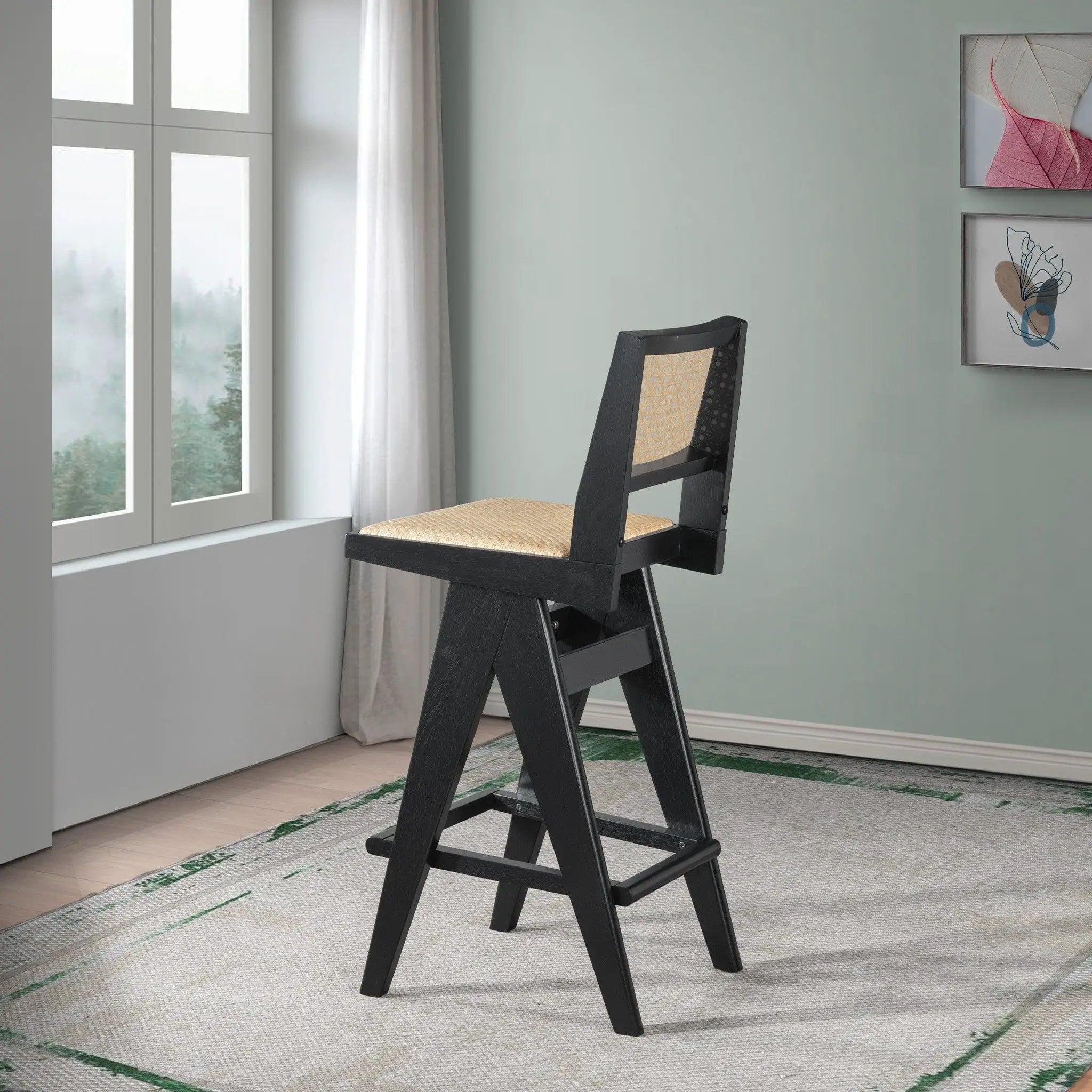 Keira - Bar Stool (Set of 2) - Black / Rattan by Unique Piece Furniture