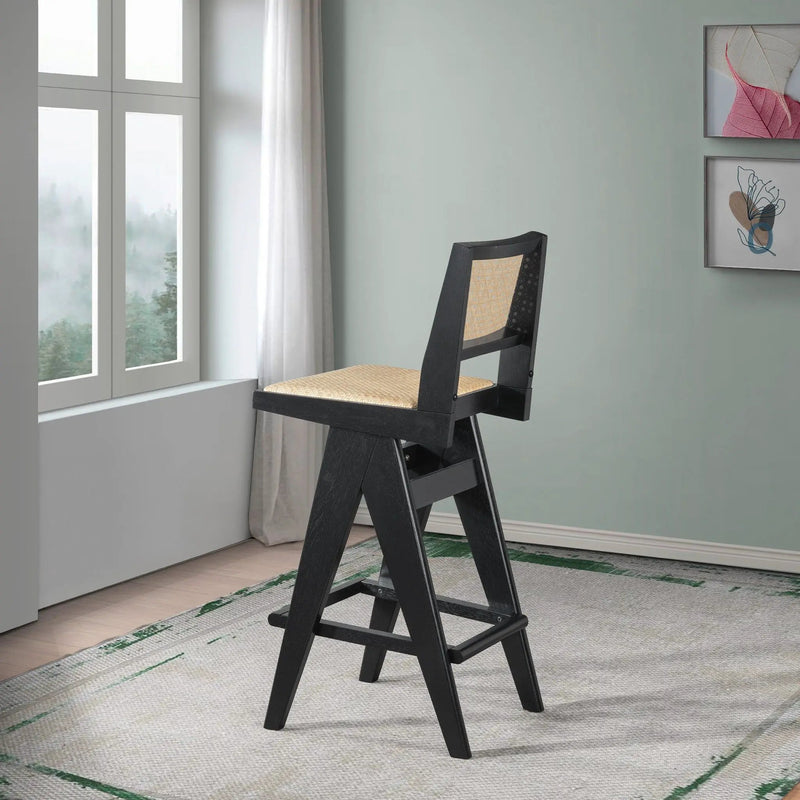 Keira - Bar Stool (Set of 2) - Black / Rattan by Unique Piece Furniture