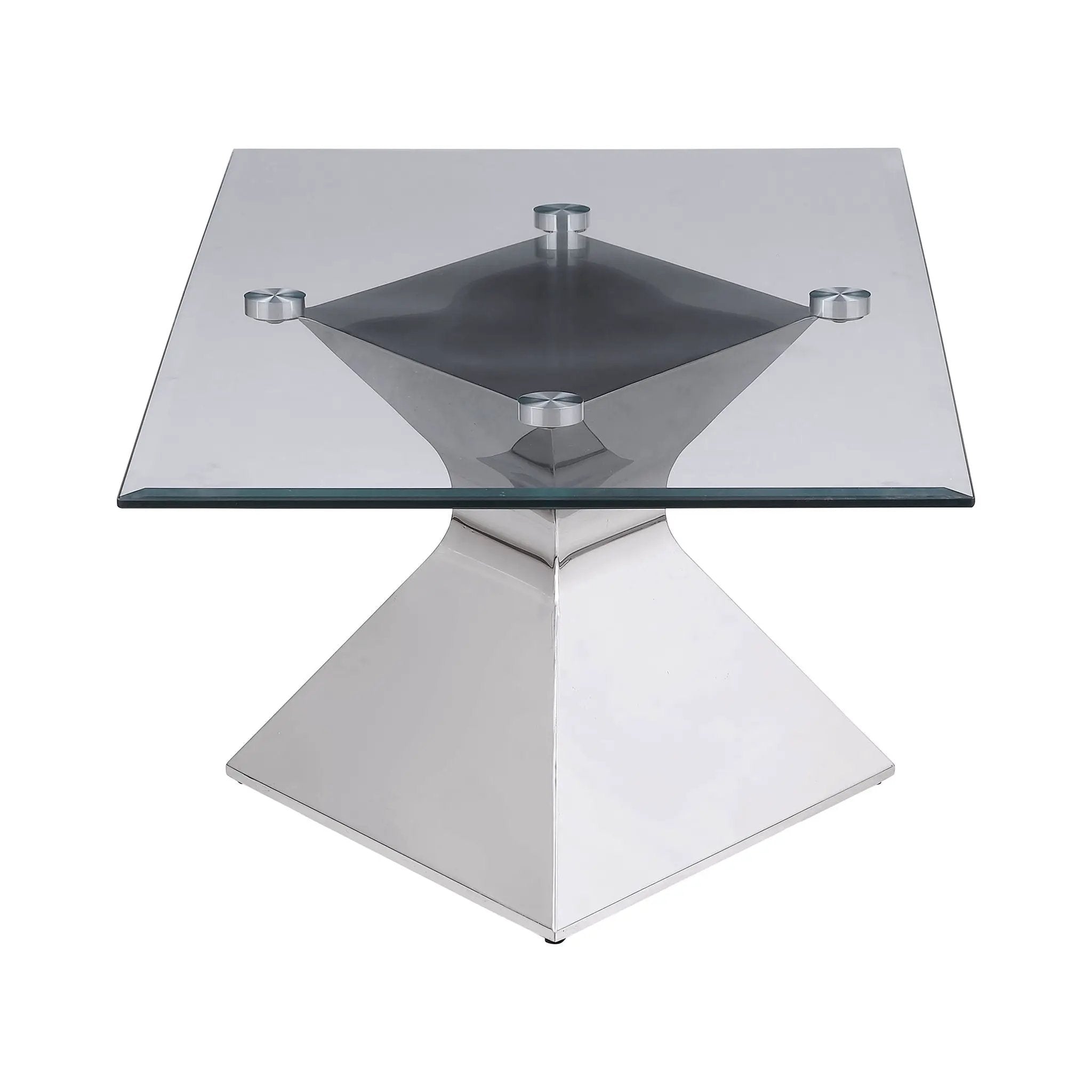 Jenny Glass Top Stainless Steel Coffee Table Chrome by Unique Piece Furniture