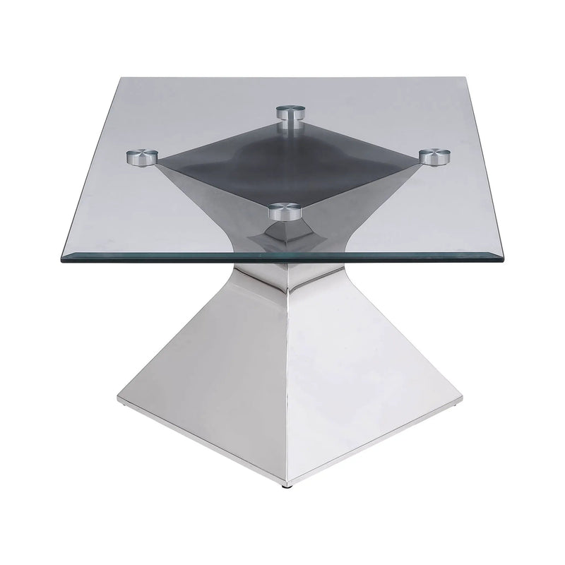 Jenny Glass Top Stainless Steel Coffee Table Chrome by Unique Piece Furniture