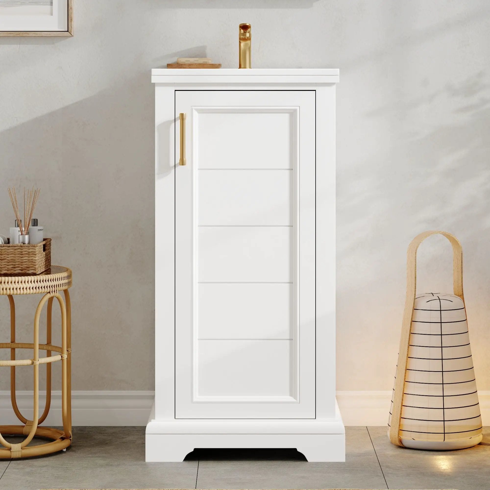 Bathroom Vanity With Sink, Soft Close Door, Adjustable Shelf, Freestanding Single Unit - White