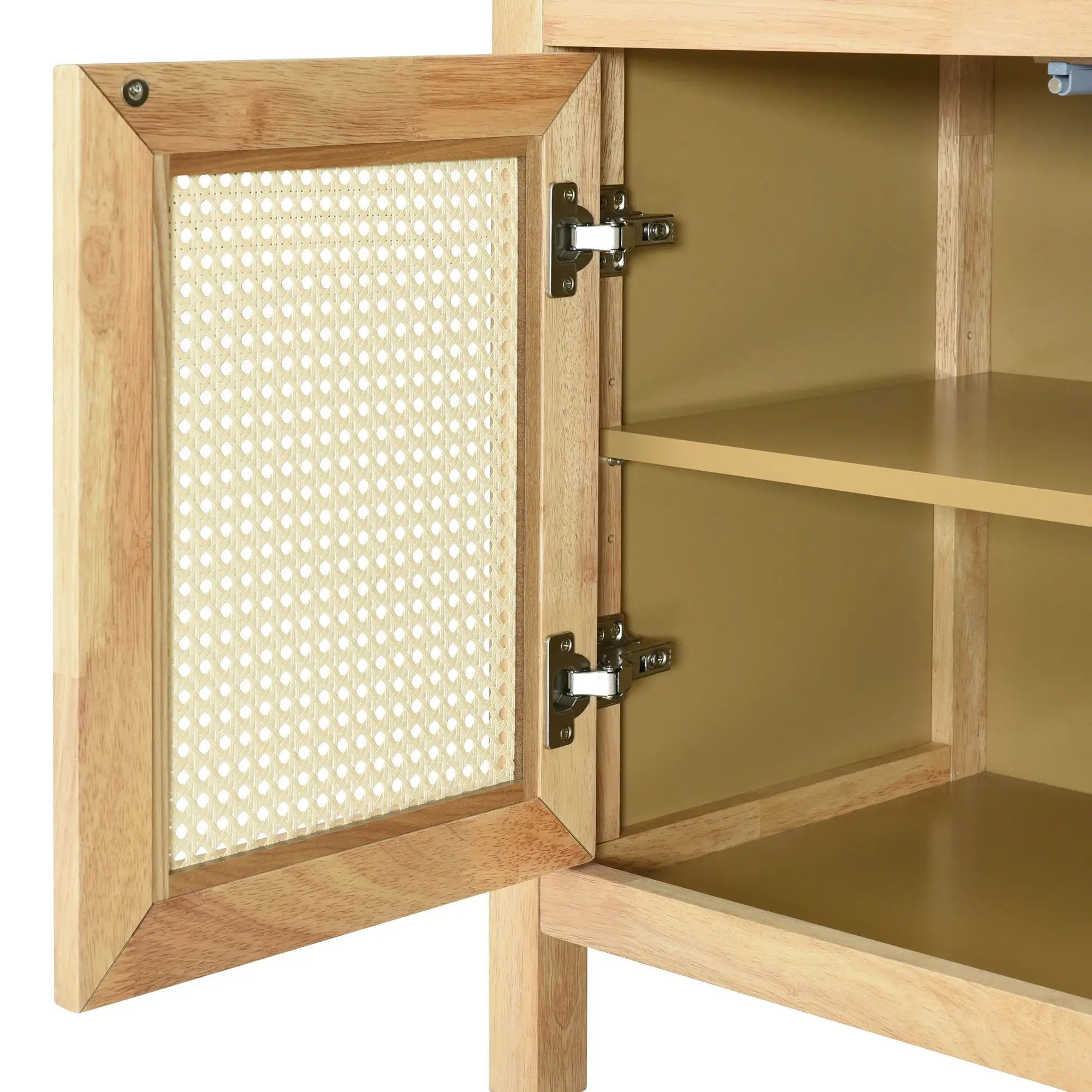 Bohemian Style Rattan Buffet Storage Cabinet with Solid Wood Frame by HouseOfZazla
