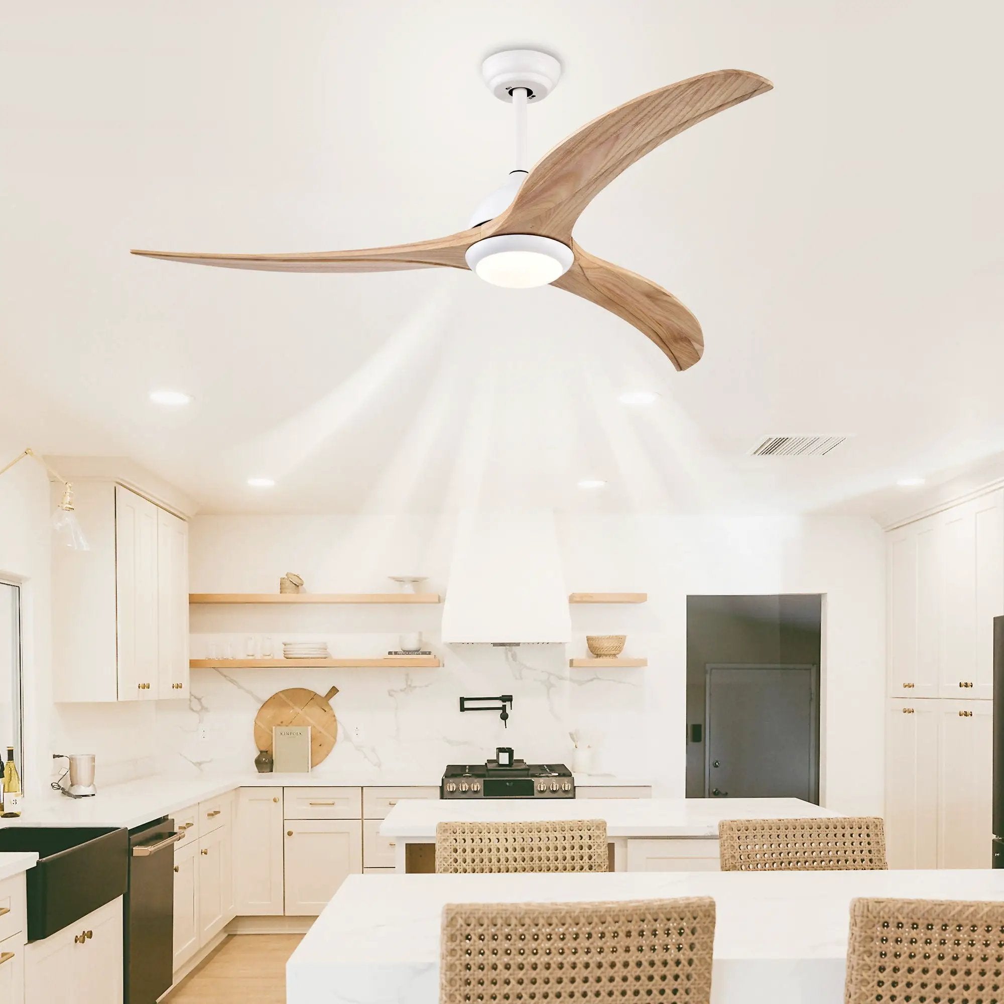 Indoor Outdoor Ceiling Fan With Light With Remote Control, Noiseless Reversible Motor, 6 Speed, 3 Color by Unique Piece Furniture