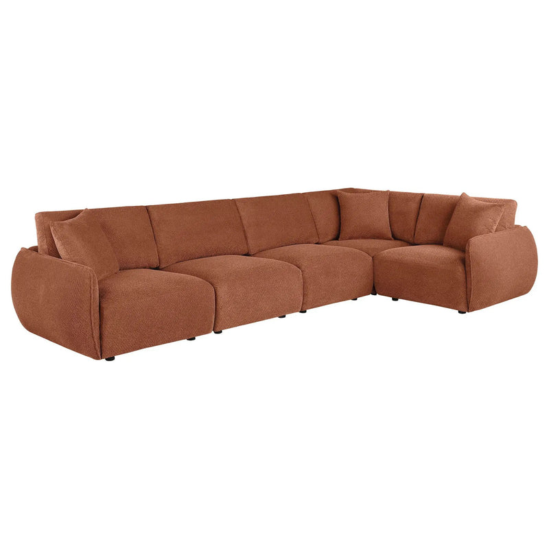 Elysia 5-piece Chenille Upholstered Modular Sectional Sofa Coral by Unique Piece Furniture