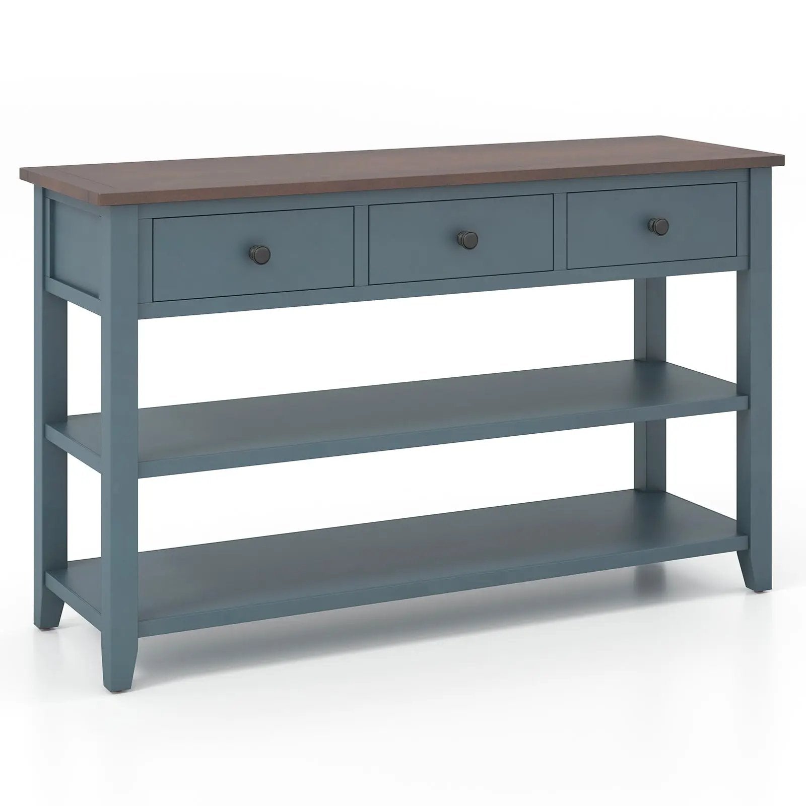 50 Inch Entryway Table Narrow Long Sofa Table with Drawers and Shelves-Dark Blue by DirectDeals