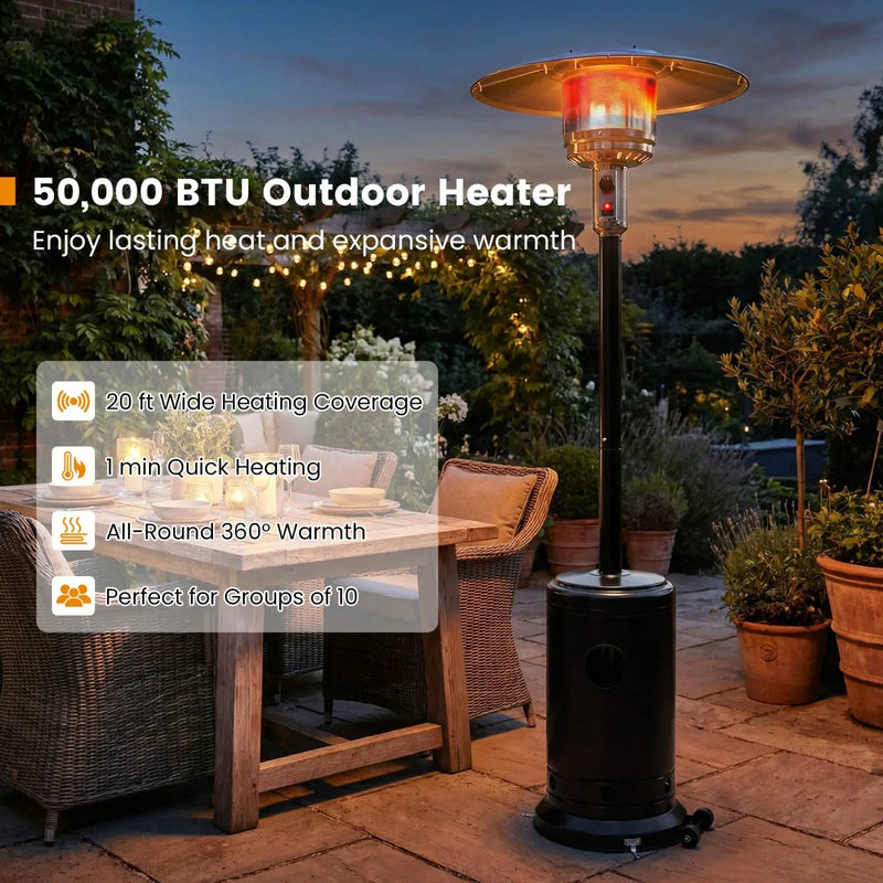 50 000 BTU Patio Propane Gas Heater with Stainless Steel Burner by DirectDeals