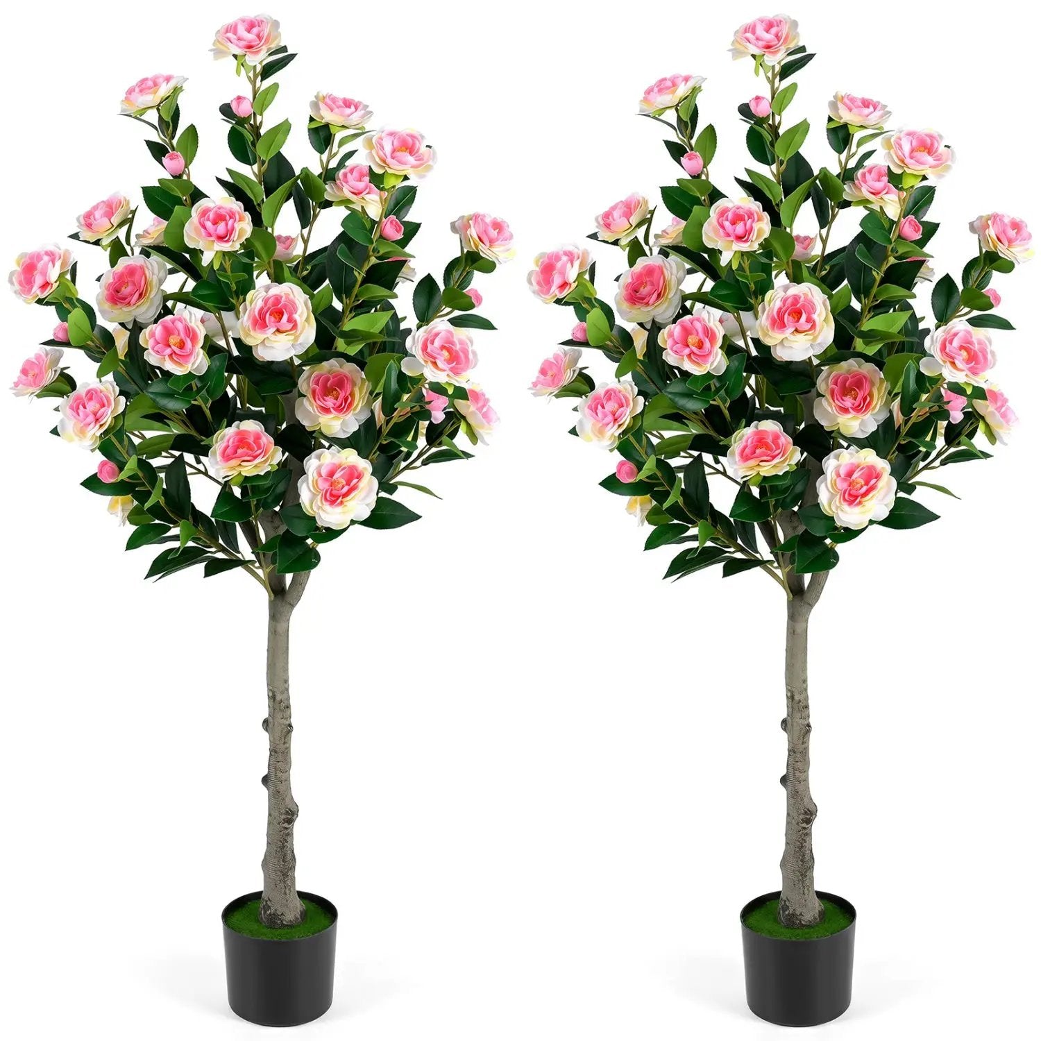 Artificial Camellia Tree with 27 Blossoms in Cement Pot by DirectDeals
