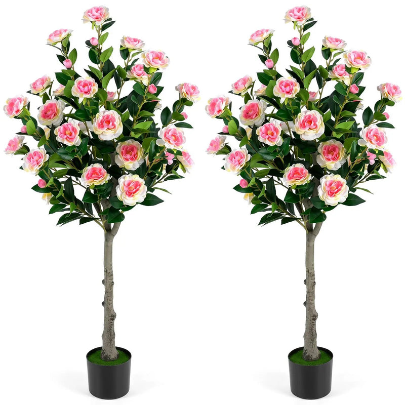 Artificial Camellia Tree with 27 Blossoms in Cement Pot by DirectDeals
