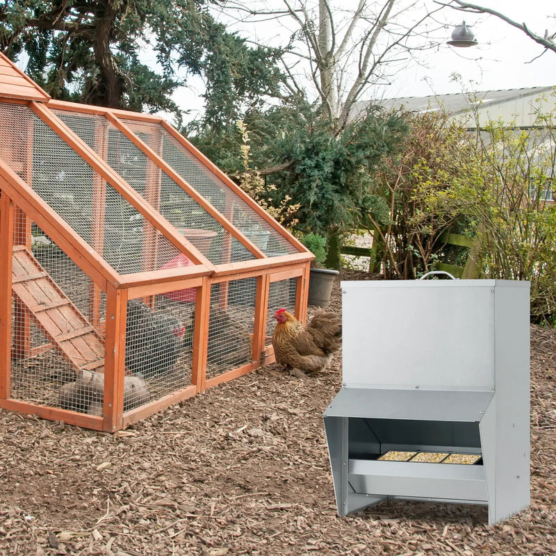 Wall Mount Galvanized Chicken Feeder 50 Pounds Capacity-Silver by DirectDeals