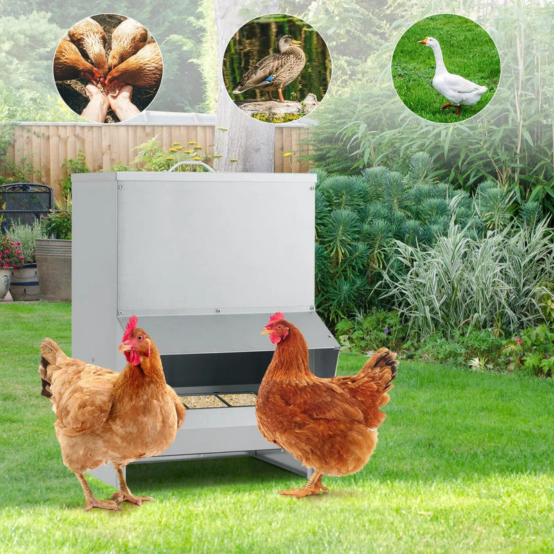 Wall Mount Galvanized Chicken Feeder 50 Pounds Capacity-Silver by DirectDeals