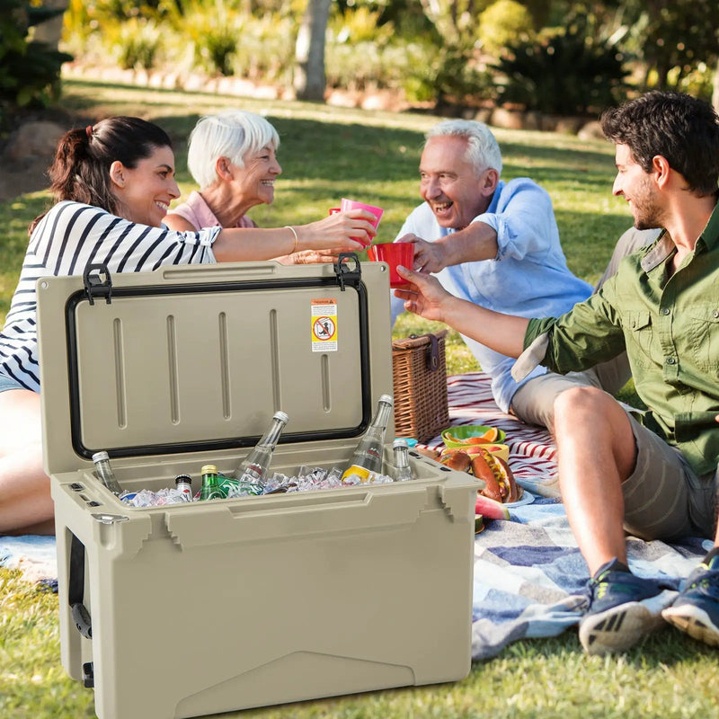 50 QT Rotomolded Cooler Insulated Portable Ice Chest with Integrated Cup Holders by DirectDeals
