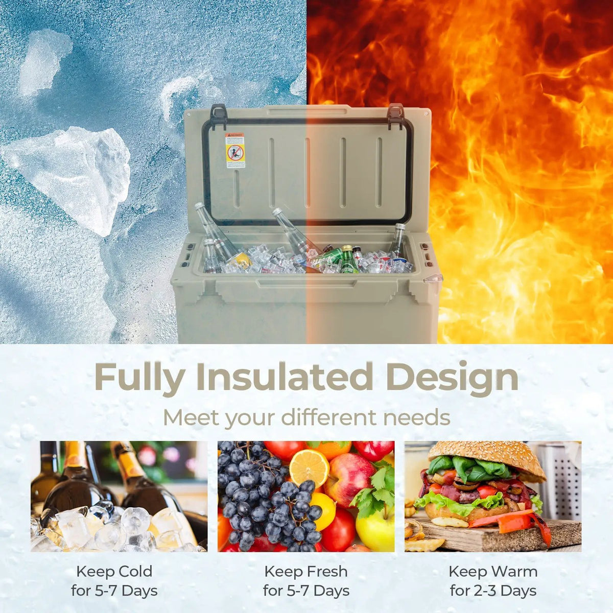 50 QT Rotomolded Cooler Insulated Portable Ice Chest with Integrated Cup Holders by DirectDeals