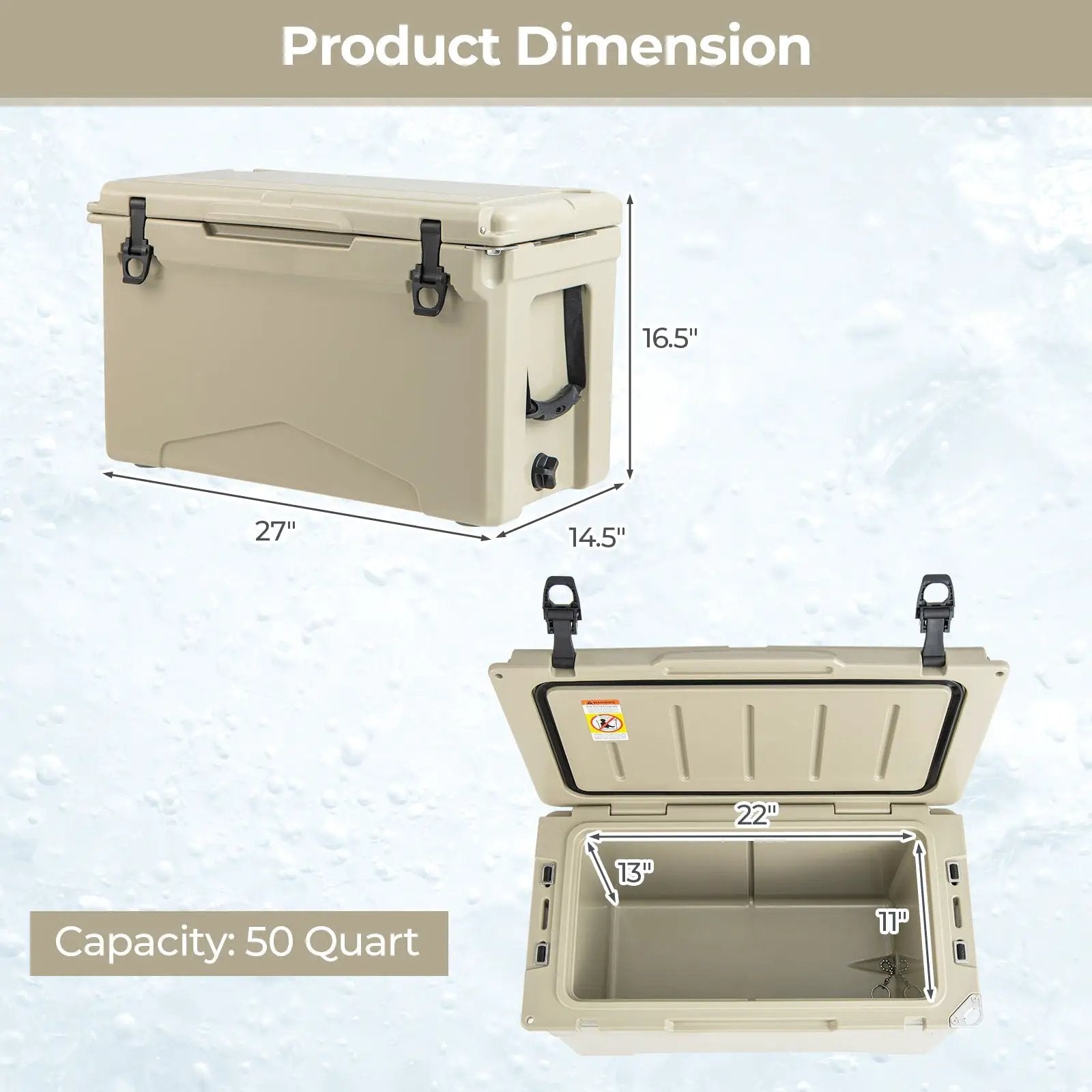 50 QT Rotomolded Cooler Insulated Portable Ice Chest with Integrated Cup Holders by DirectDeals
