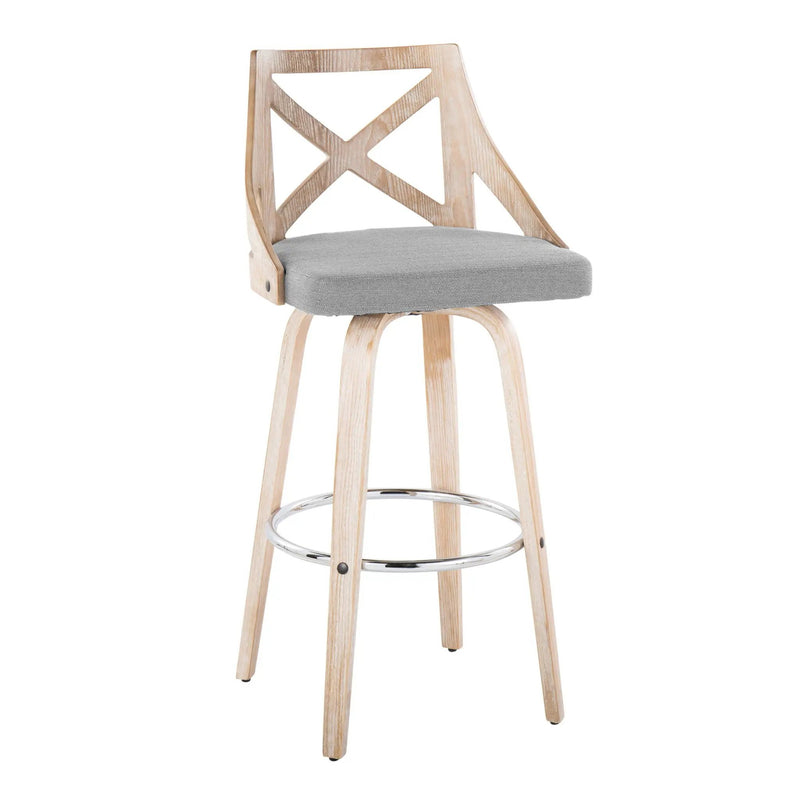 Charlotte - Farmhouse Fixed Height Bar Stool With Swivel And Round Footrest (Set of 2) by Unique Piece Furniture