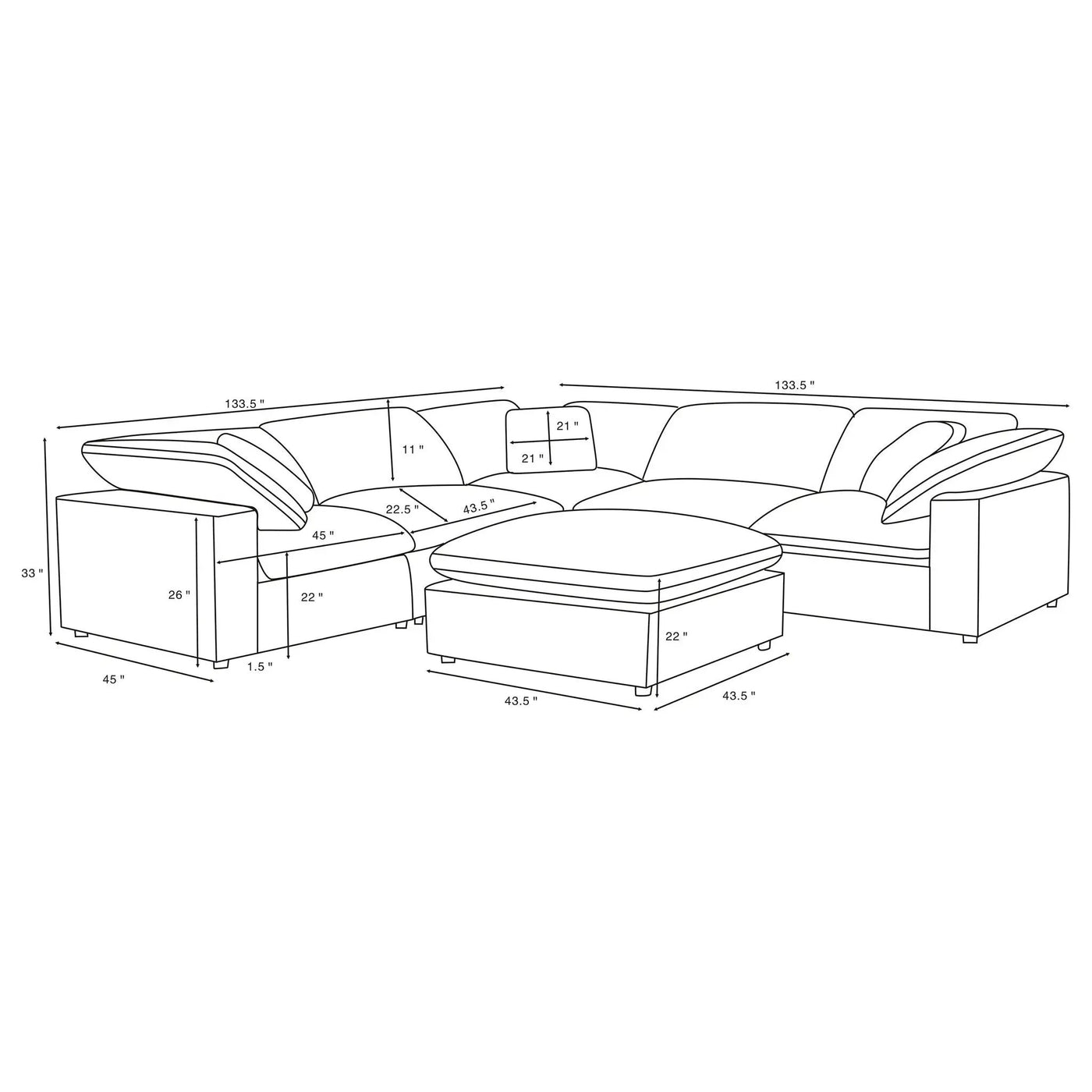Segoura - Modular Sectional With Ottoman by HouseOfZazla