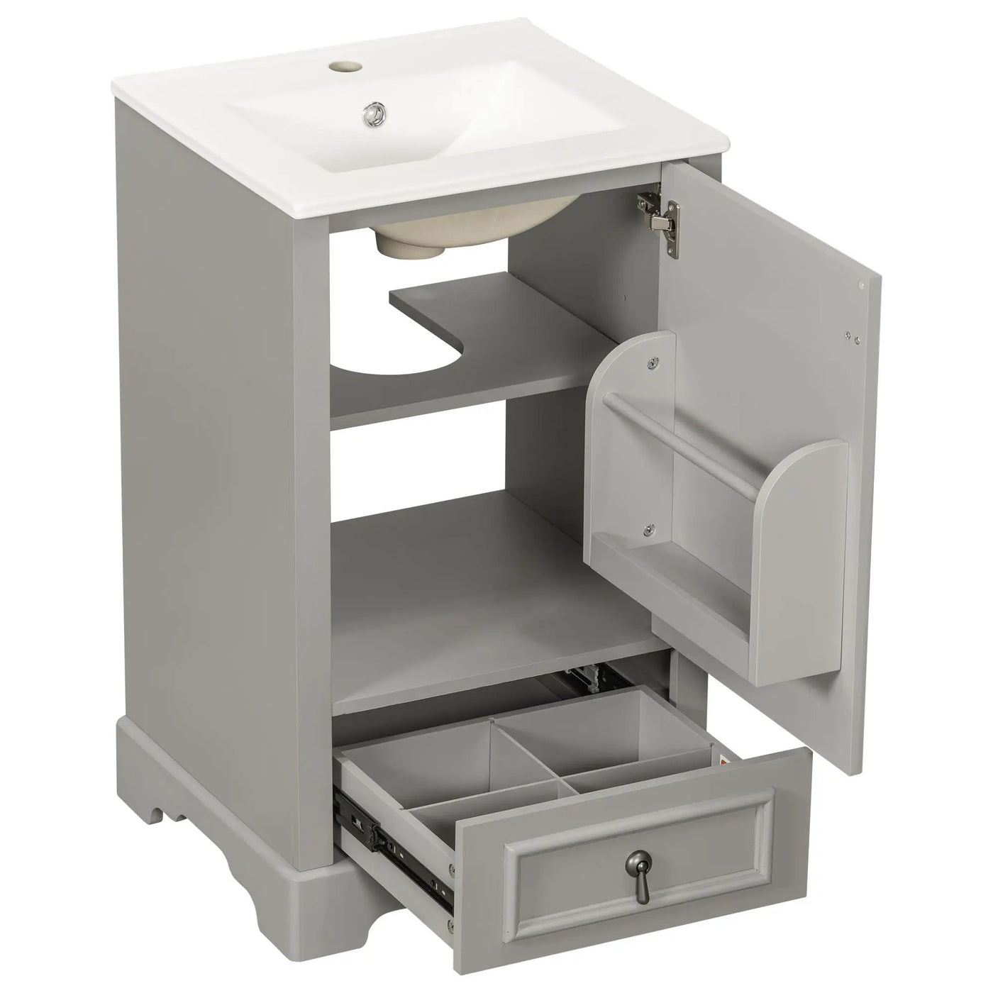 Bathroom Vanity With Sink, Soft Close Door, Adjustable U-Shaped Shelf by HouseOfZazla