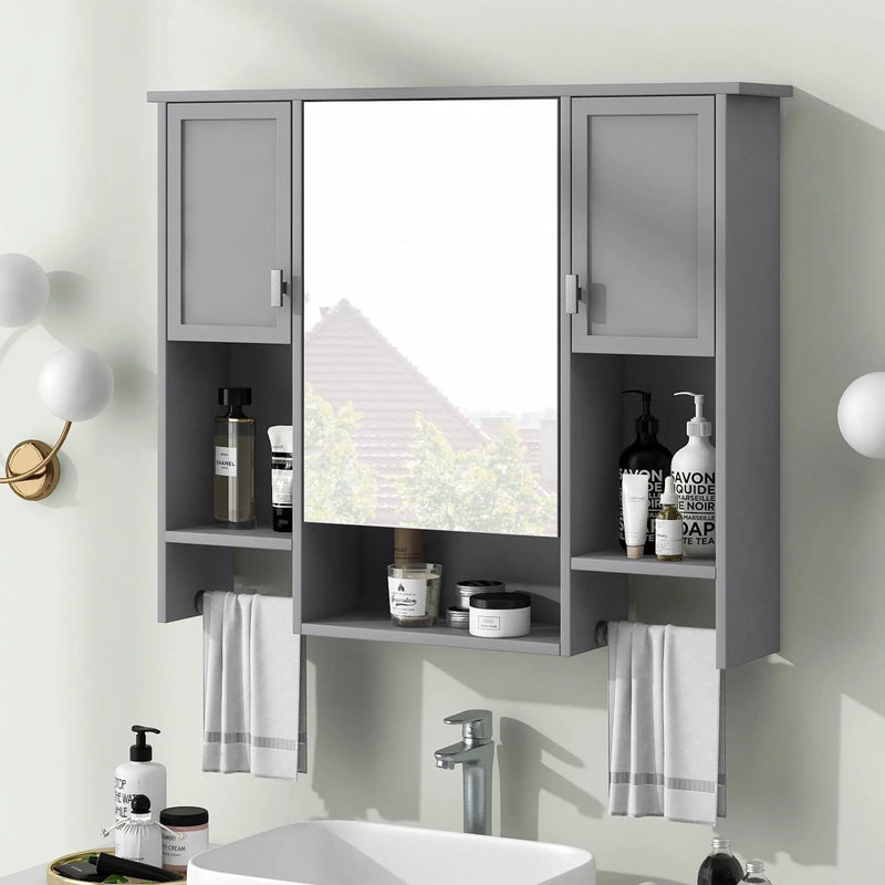 Wall Mounted Bathroom Storage Cabinet With Mirror, Medicine Cabinet With Towel Bar by HouseOfZazla