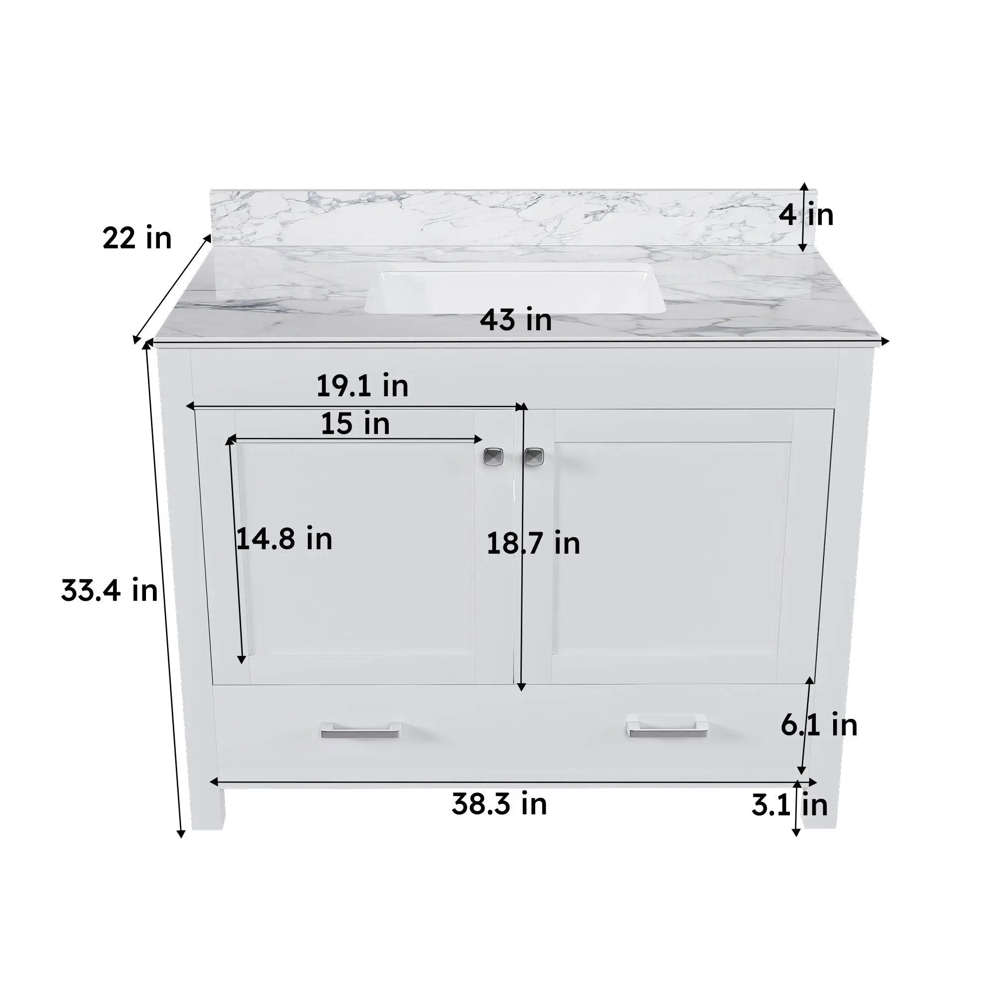 43" Bathroom Vanity Multi Functional Cabinet - White by Unique Piece Furniture