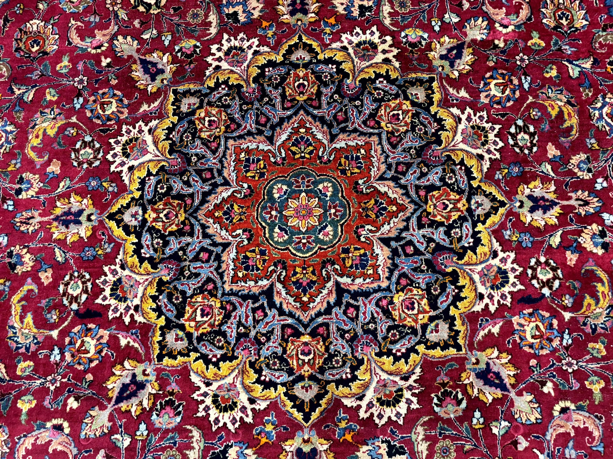 Red Persian Mashad Rug 10x13 - Floral Medallion Signed By Masterweaver by Jewel Rugs