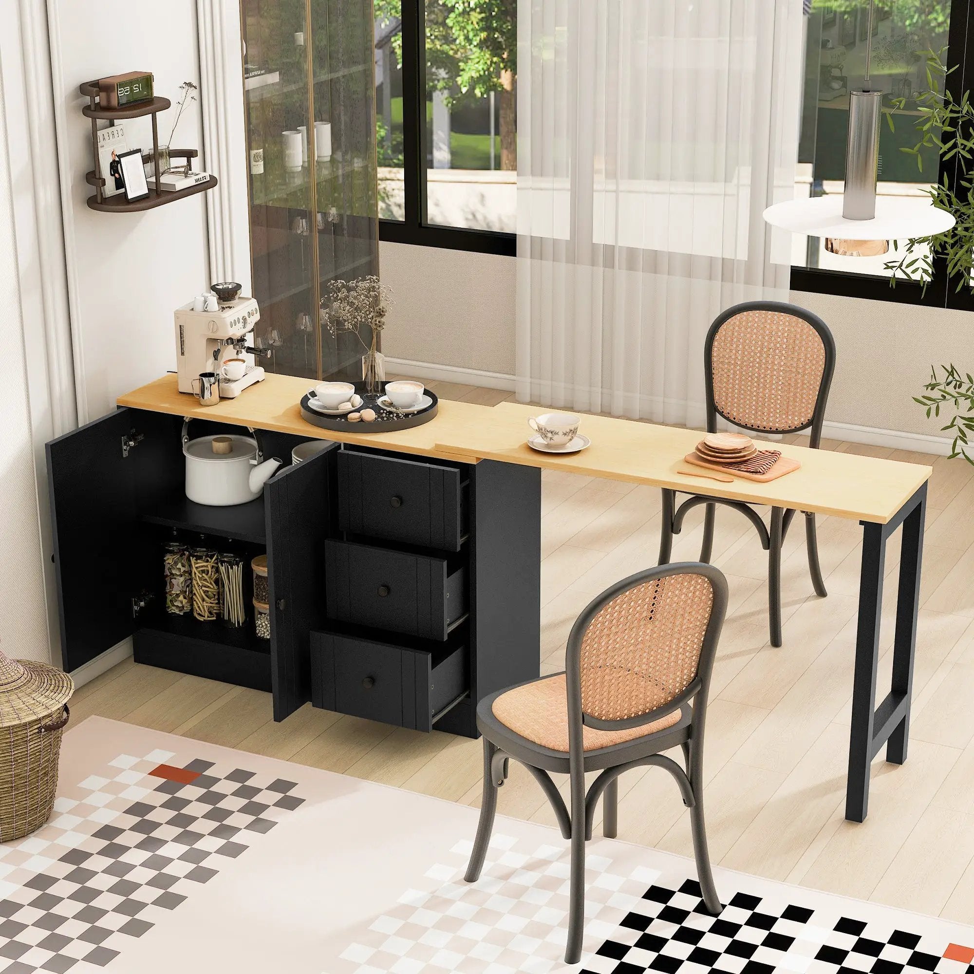 U Style 89.7'' Wooden Sideboard with Extendable Table by HouseOfZazla