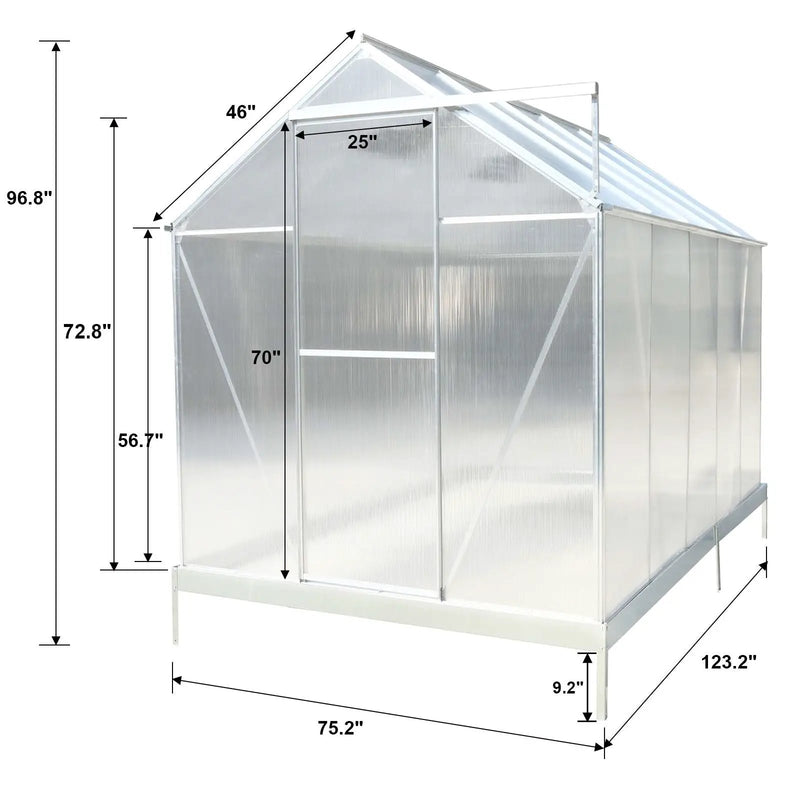 Polycarbonate house, Heavy Duty Outdoor Aluminum Walk-In House Kit With Rain Gutter, Vent And Door For Backyard Garden by HouseOfZazla