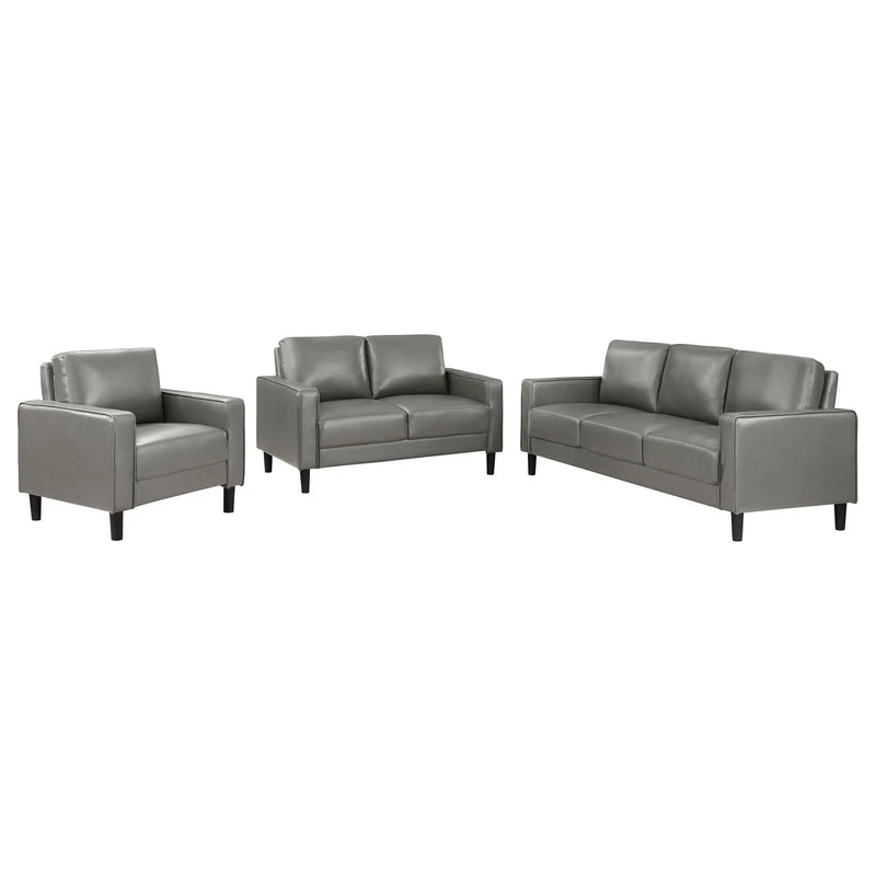 Ruth 3-piece Upholstered Track Arm Sofa Set Grey by Unique Piece Furniture