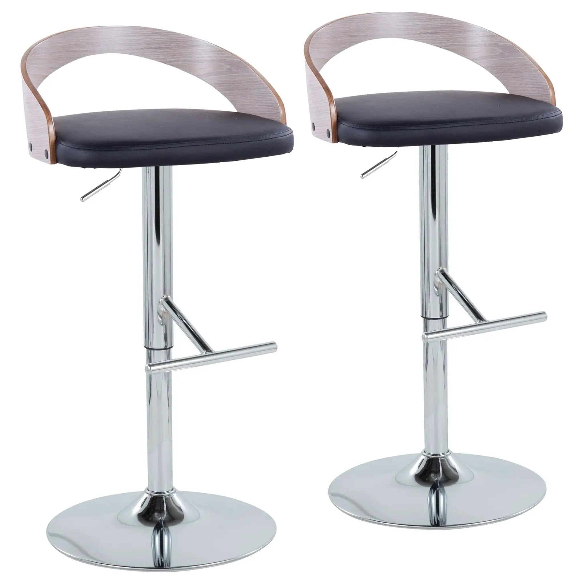 Grotto - Contemporary Adjustable Height Barstool With Swivel With Straight T Footrest (Set of 2) by Unique Piece Furniture