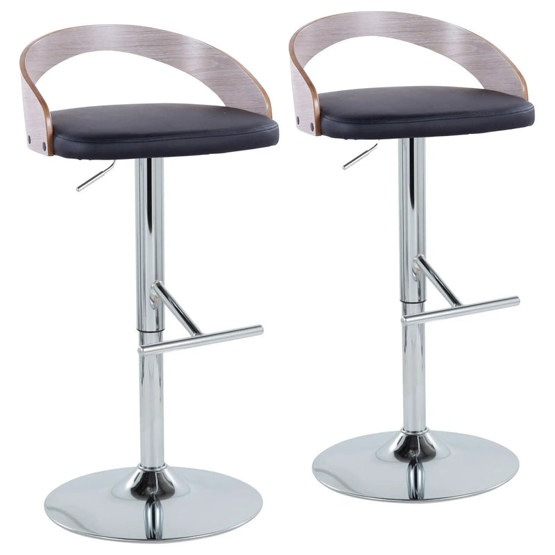 Grotto - Contemporary Adjustable Height Barstool With Swivel With Straight T Footrest (Set of 2) by HouseOfZazla