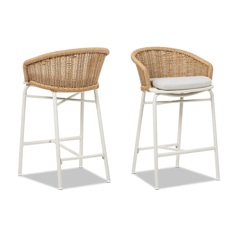 Santorini 28" Wicker Back Outdoor Bar Stool Set of 2 by HouseOfZazla