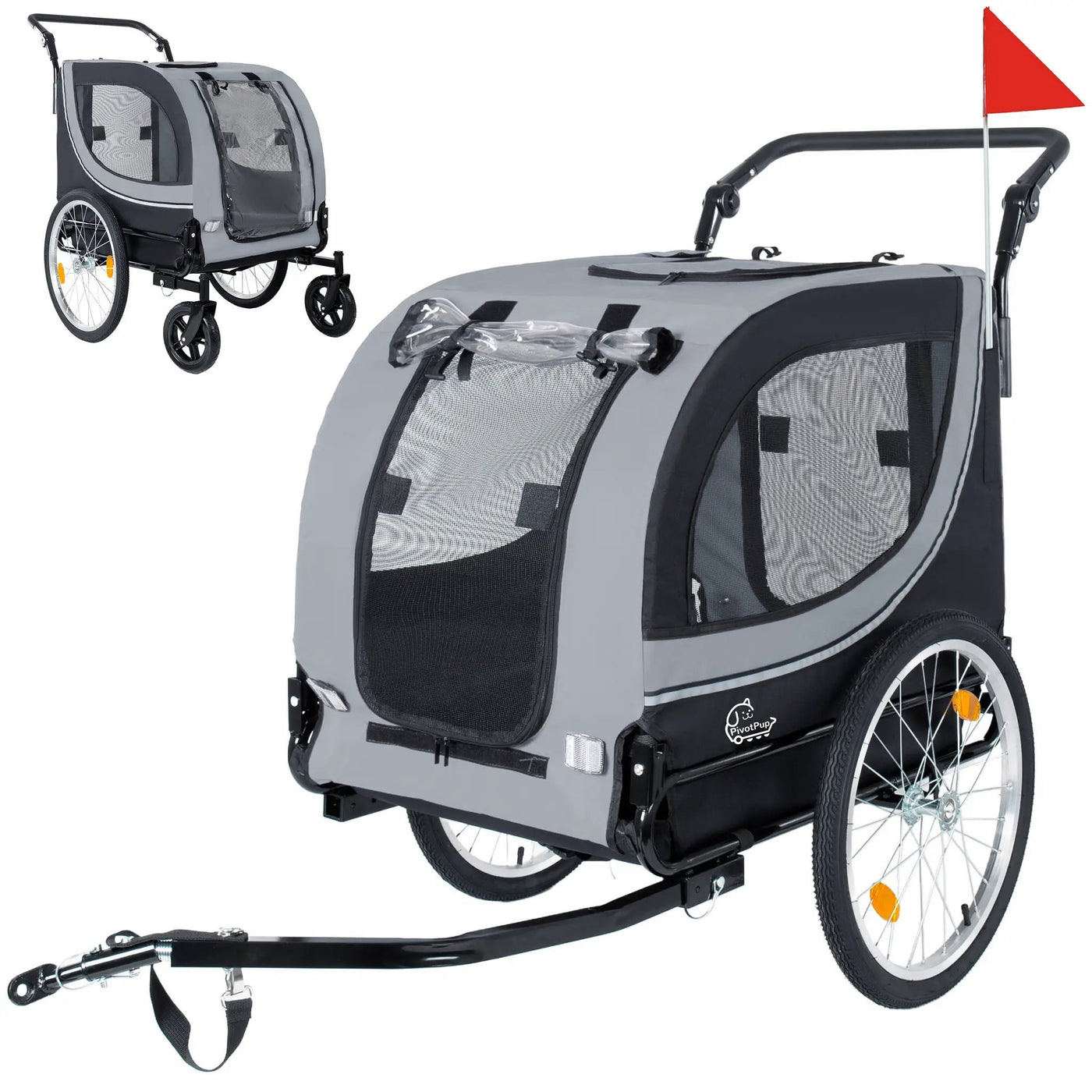 2-in-1 Bike Trailer & Pet Stroller for Dogs up to 100lbs by HouseOfZazla
