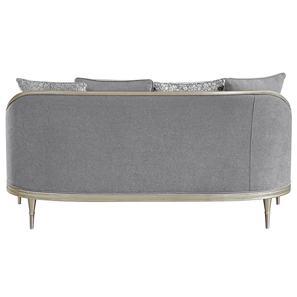 Fernando - Loveseat With 4 Pillows - Gray Chenille & Champagne by Unique Piece Furniture
