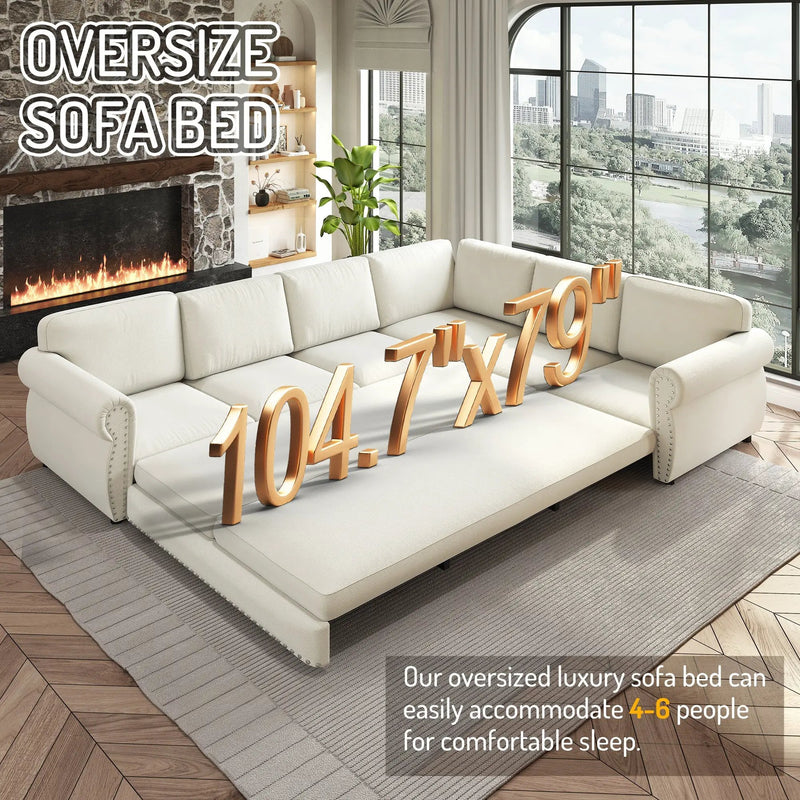 118" L-Shaped Convertible Sofa Bed by HouseOfZazla