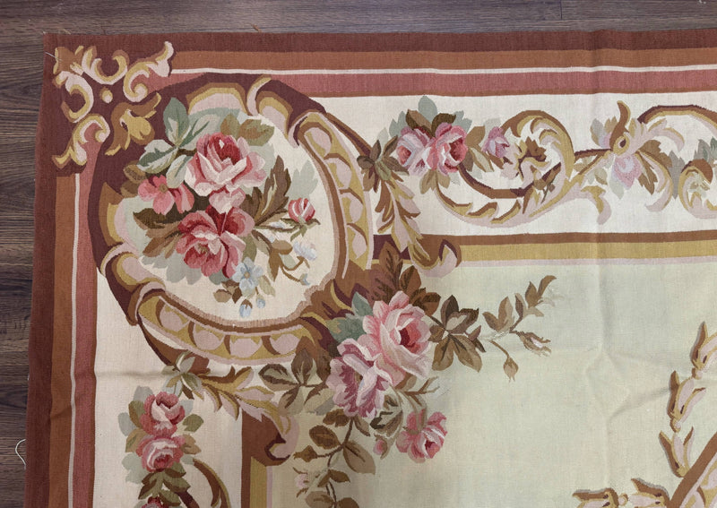 Large Aubusson Rug 10x14, European Elegant French Design, Floral Carpet by Jewel Rugs