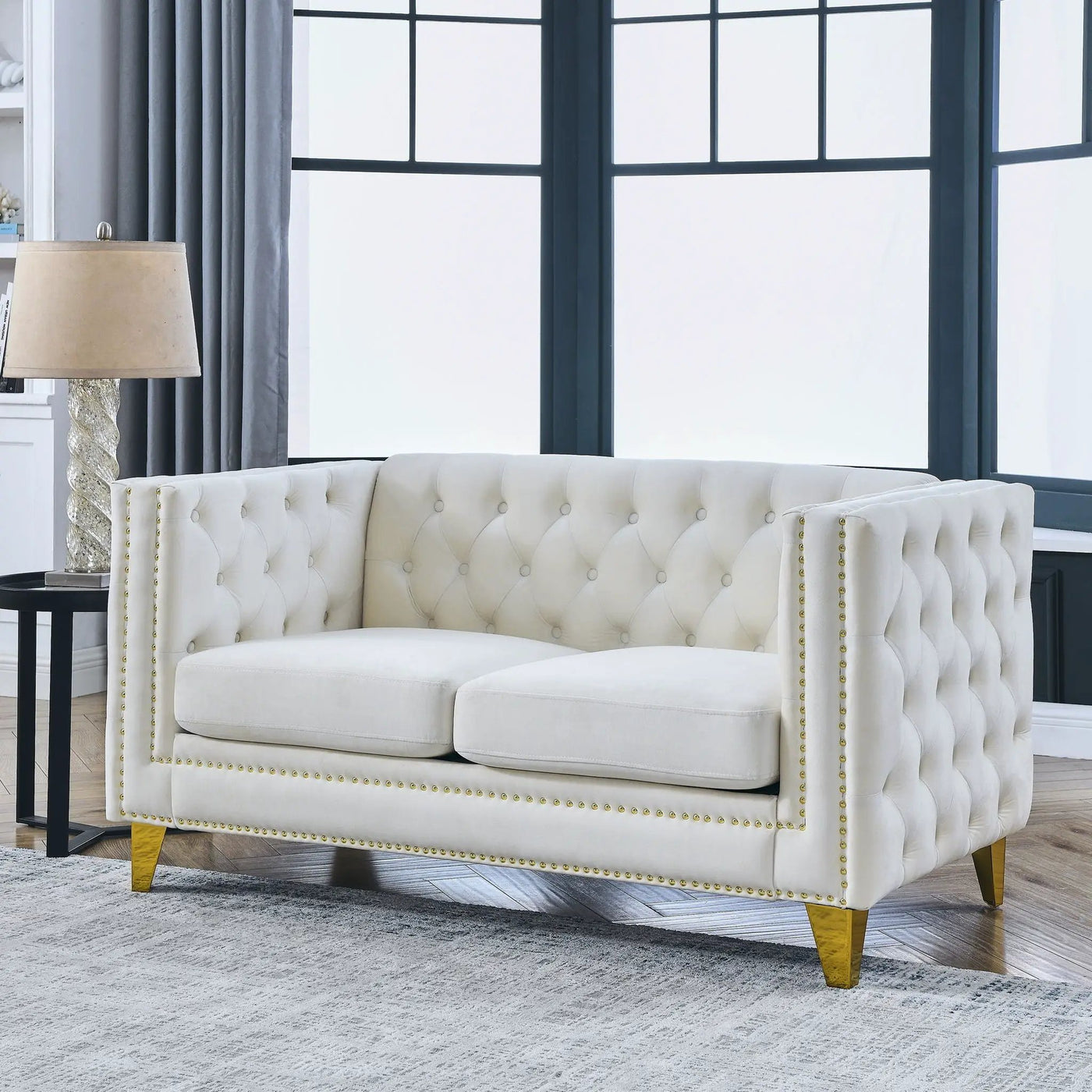 Upholstered Couch Sofa With Button Tufting For Living Room by HouseOfZazla