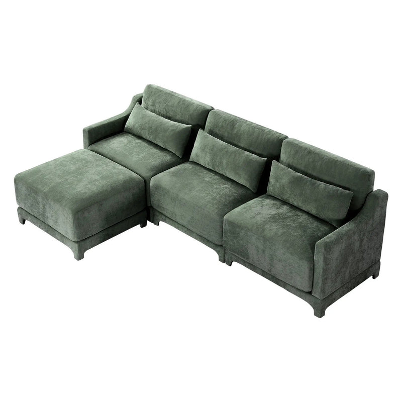 Stylish Sofa With Ottoman And Lumbar Pillows, Ergonomic Design by HouseOfZazla