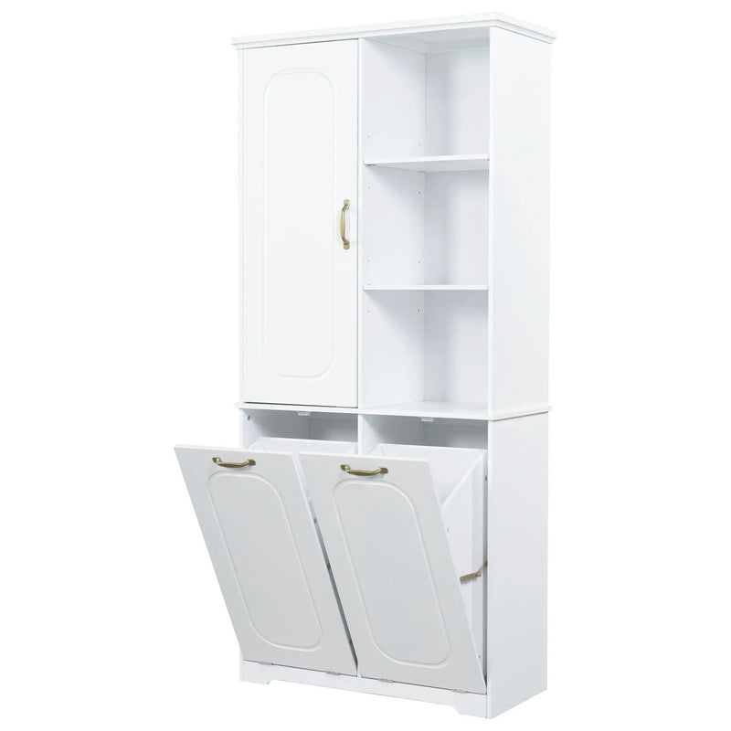 Freestanding Tall Storage Cabinet With 2 Tilt-Out Hampers by HouseOfZazla