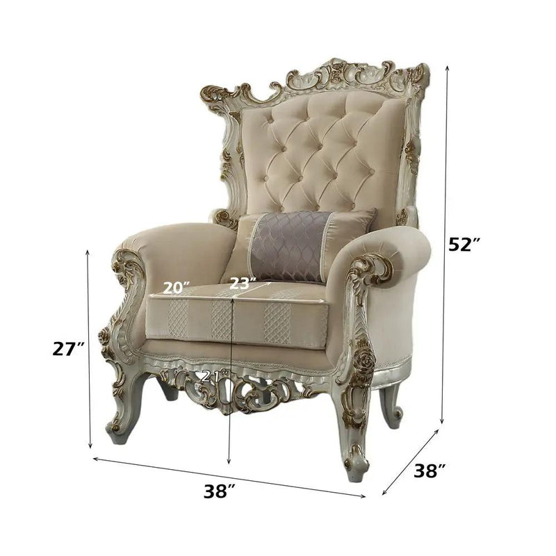 Picardy II - Accent Chair With Pillow - Fabric & Antique Pearl by Unique Piece Furniture
