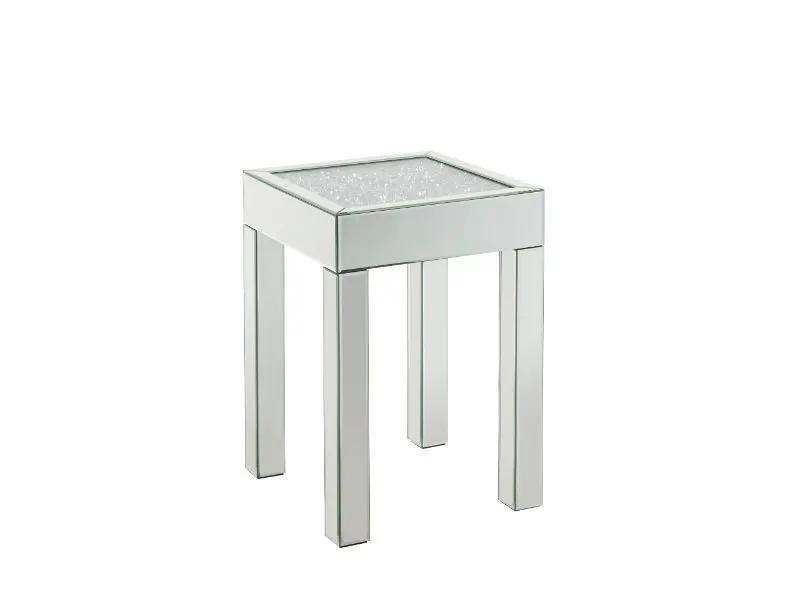 Noralie - 16" Square End Table With Glass Top - Mirrored & Faux Diamonds by Unique Piece Furniture