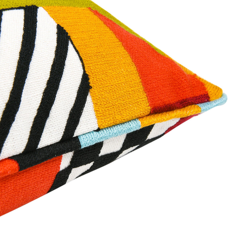 La Broderie - Square Embroidered Throw Pillow & Feather Down Insert - Colorpop Multicolored Embroidery by HouseOfZazla