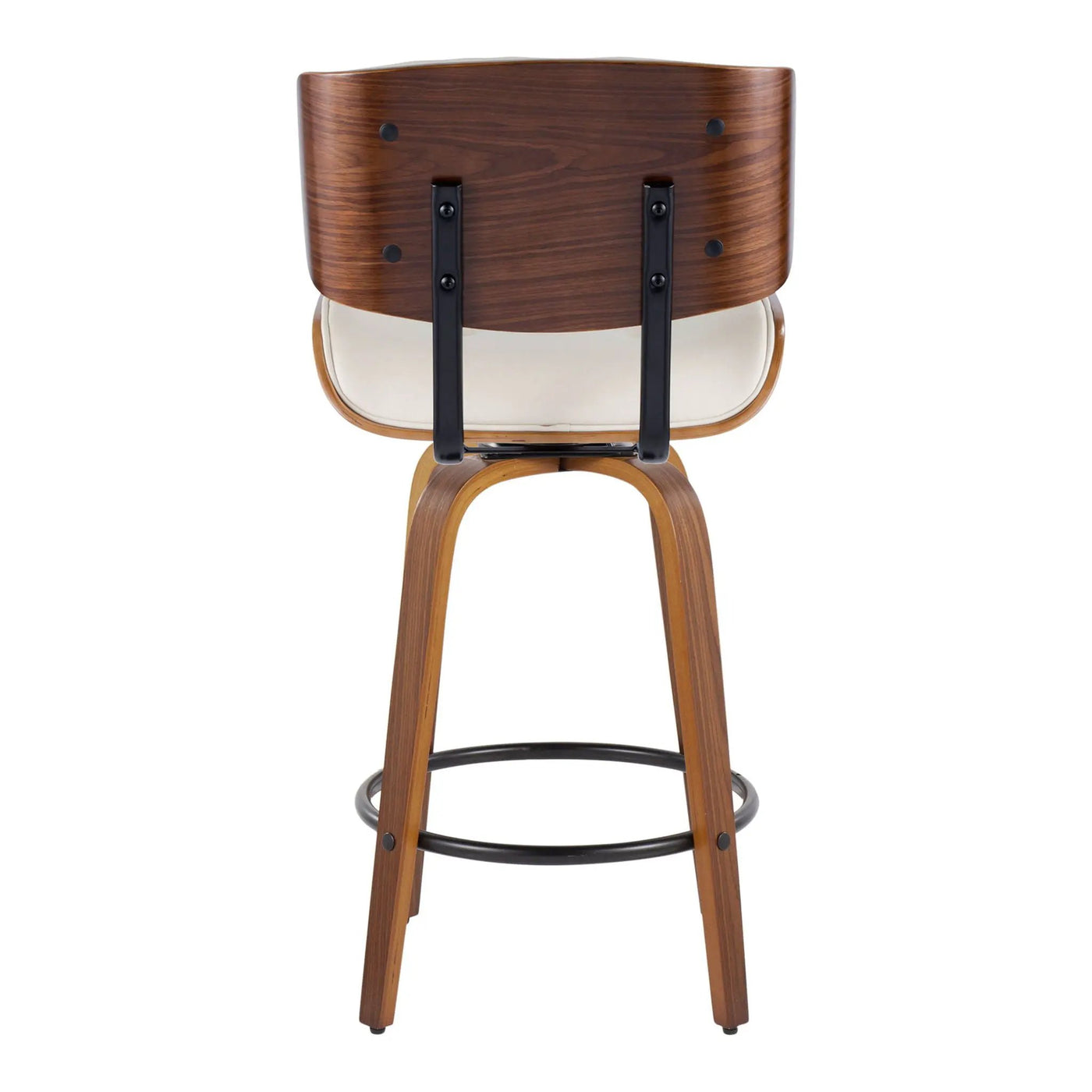Lombardi - Mid-Century Modern Fixed Height Counter Stool With Swivel With Round Footrest (Set of 2) by HouseOfZazla