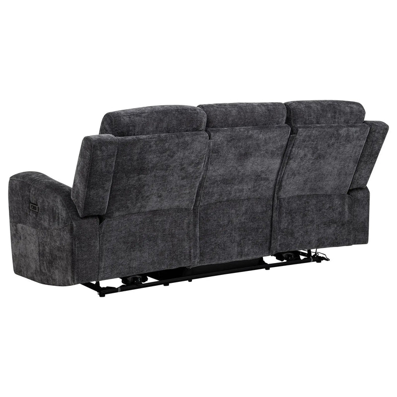 Kennett Chenille Upholstered Power Reclining Sofa Dark Grey by Unique Piece Furniture