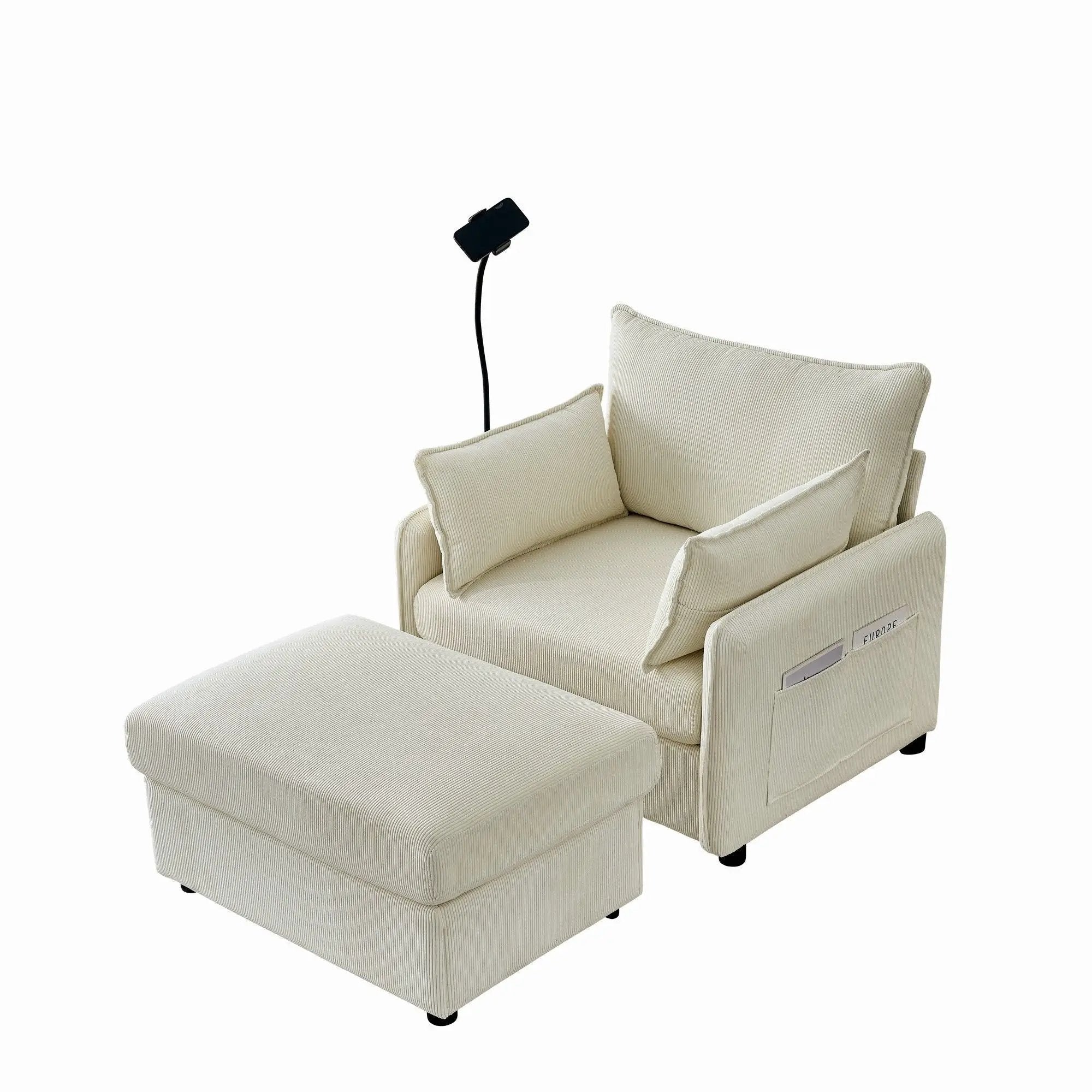 Comfy Oversized Chaise Lounge Chair With Ottoman And Storage by HouseOfZazla